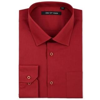 Verno Men's Brick Red Classic Fashion Fit Dress Shirt