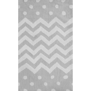 Hand-hooked Zigzag Grey Rug (2'8 x 4'8)