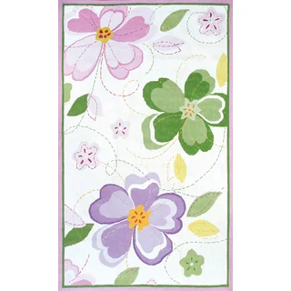 Hand-hooked Sweet Rose Cotton Rug (2'8 x 4'8)