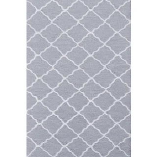 Hand-hooked Lattice Grey/ Grey/ White Rug (2'8 x 4'8)