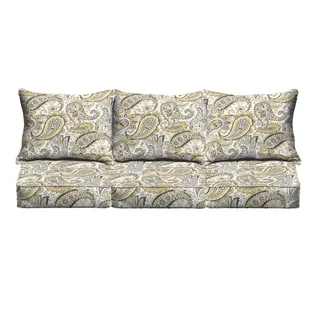 Grey Gold Paisley Indoor/ Outdoor Corded Sofa Cushion Set