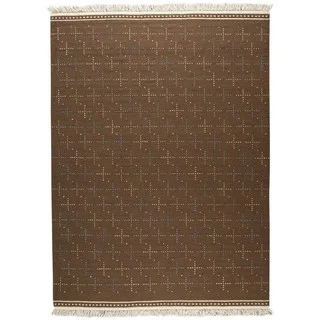 M.A.Trading Indian Hand-woven Bergen Brown Rug (4'6 x 6'6)