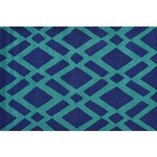 Hand-hooked Diamonds Green Polyester Area Rug (2'8 x 4'8)