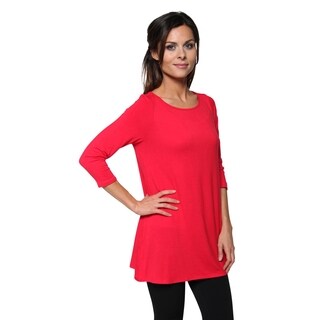 Free to Live Women's Extra Long Flowy Elbow Sleeve Jersey Tunic