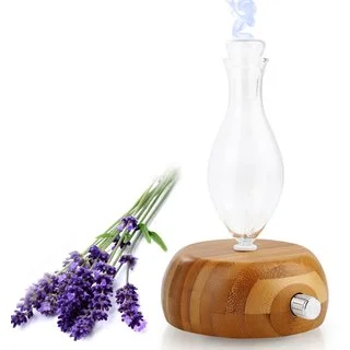 Pleasant Essential Oil Glass Nebulizing Diffuser with Bamboo Base