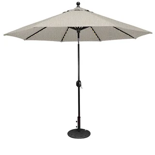 Galtech 9 ft. Auto Tilt LED Umbrella with Black Pole and Sunbrella Shade