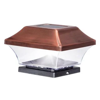 Solar Powered LED Antique Copper Post Cap Light (4-Pack)