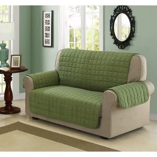 Chic Home Jonathan Box Quilted Quick Draped Green Loveseat Cover