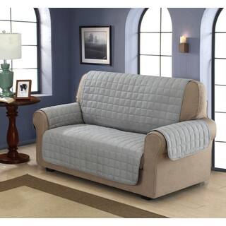 Chic Home Jonathan Box Quilted Quick Draped Grey Loveseat Cover
