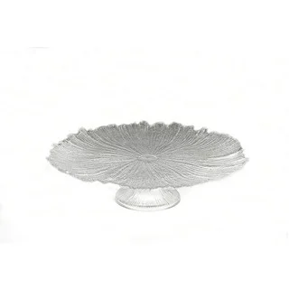 Brilliant Coral Clear Footed Cake Plate