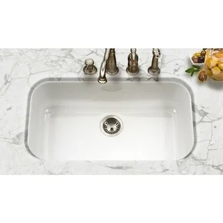 Houzer Porcela Undermount Porcelain Enamel Steel PCG-3600WH White Kitchen Sink