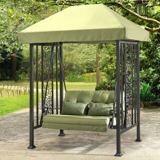 Sunjoy Aluminum and Steel Vineyard Swing with Green Canopy and Cushions