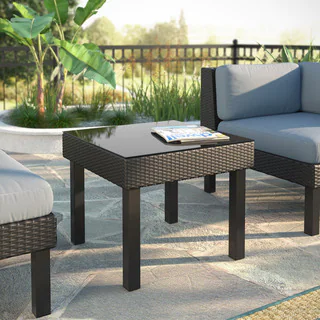 Oakland Textured Black Weave Patio End Table