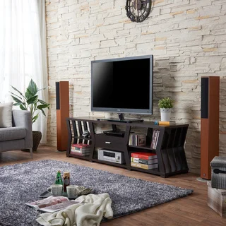 Furniture of America Loxie Modern Espresso Slatted TV Stand