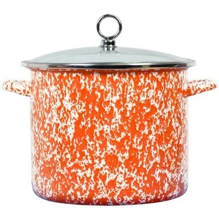 Reston Lloyd Calypso Basics Orange 8-quart Marble Stock Pot with Glass Lid