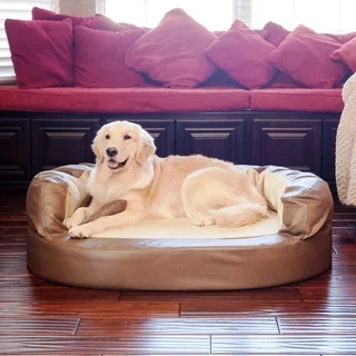 Integrity Bedding Luxury Orthopedic Memory Foam Leatherette Bolster Dog Pet Bed