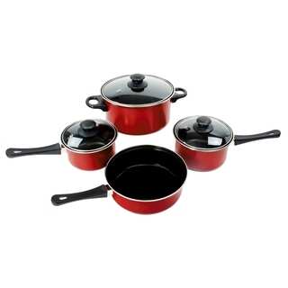 Carbon Steel Nonstick Red Pots and Pans (Set of 7)