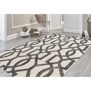 Hand-Tufted Constantine White Gray New Zealand Wool Rug (7'6 x 9'6 )