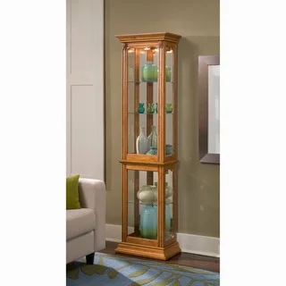 Oak Finish Side Door Entry Curio Cabinet