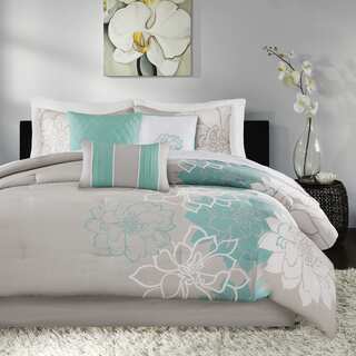 Madison Park Brianna Blue Cotton 7-piece Comforter Set