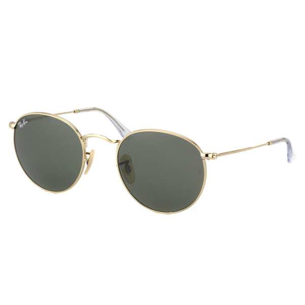 Ray-Ban Round Metal RB 3447 001 Arista Gold Frame Green Lens Sunglasses