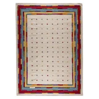 M.A. Trading Hand-woven Indo Khema6 White/ Multi Rug (5'6 x 7'10)