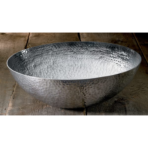 Large 20-inch Round Hammered Aluminum Decorative Bowl