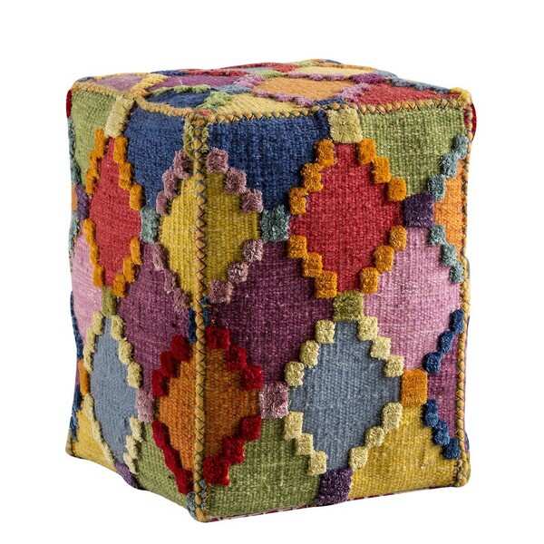 Hand-woven Indo Baptiste Multi Pouf (20-inch x 16-inch x 16-inch)
