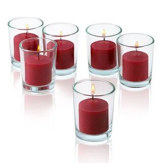 Red Apple Cinnamon Scented Votive Candles With Clear Glass Holders Set Of 24