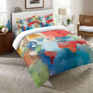 Laural Home Colorful World Map Comforter