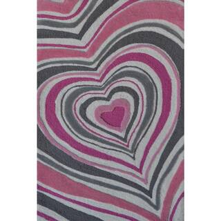 Hand-Hooked Heart Stripe /Polyester Rug (4'7X7'7)