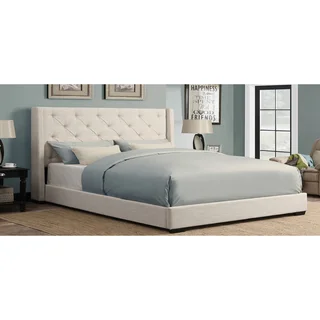 Link to Cream Wingback Button Tufted King Size Upholstered Bed Similar Items in Bedroom Furniture