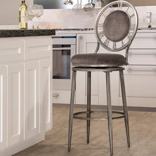 Big Ben Pewter Finish and Ash Fabric Counter Stool