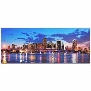 Modern Crowd 'Miami City Skyline' Urban Cityscape Enhanced Photo Print on Metal or Acrylic