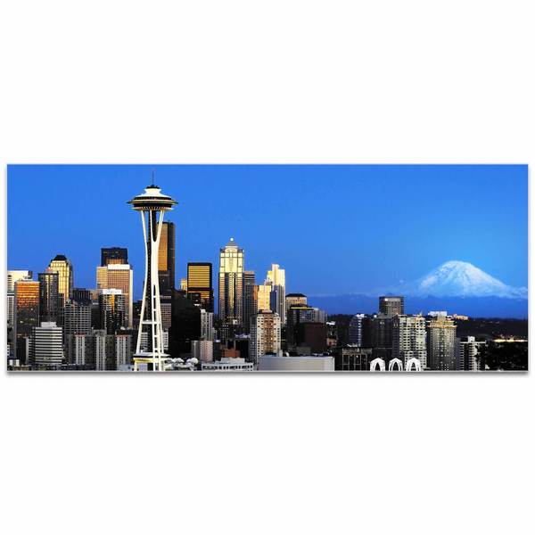 Modern Crowd 'Seattle City Skyline' Urban Cityscape Enhanced Photo Print on Metal or Acrylic