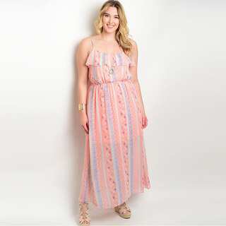 Shop the Trends Women's Plus Size Spaghetti Strap Maxi Dress with Elastic Waist