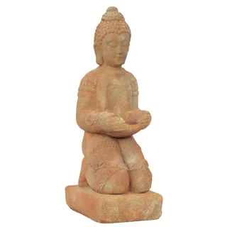 Tan Kneeling Buddha with Bun Ushnisha in Dhyana Mudra