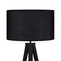 Romanza Matte Black Tripod Floor Lamp with Black Shade (60.23 inches)