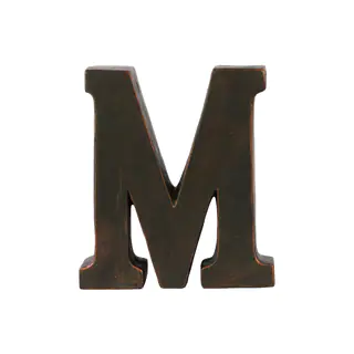Dark Bronze Oile Rubbed Finish Fiberstone Letter 'M' Alphabet Tabletop Decor
