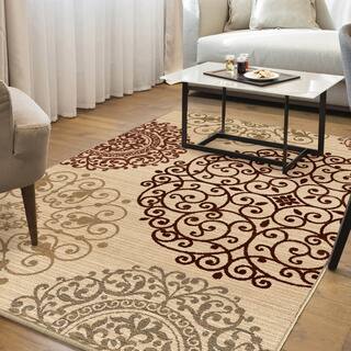 Carolina Weavers Ornate Expressions Collection Shifting Scrolls Ivory Area Rug (7'10 x 10'10)