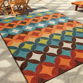 Carolina Weavers Indoor/Outdoor Geo Bancroft Multi Area Rug (5'2" x 7'6")