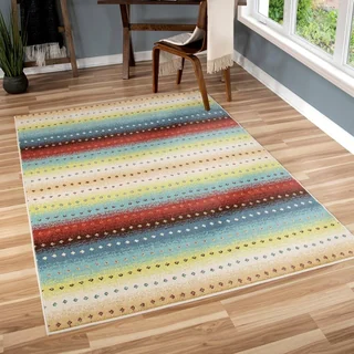 Carolina Weavers Indoor/Outdoor Santa Barbara Collection Sarthe Stripes Multi Area Rug (5'2 x 7'6)