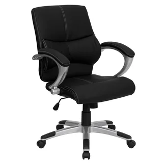 Nidra Black Leather Contemporary Swivel Adjustable Office Chair