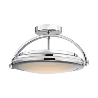 Alico Quincy 1-light LED Semi Flush in Chrome and Paint White Glass