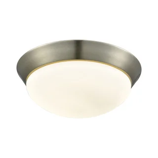 Alico Contours Large 1-light LED Flush Mount in Satin Nickel and Opal Glass