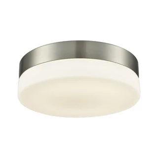 Alico Holmby Medium 1-light Round Flush Mount in Satin Nickel with Opal Glass