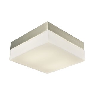 Alico Wyngate Medium 2-light Square LED Flush Mount in Satin Nickel and Opal Glass