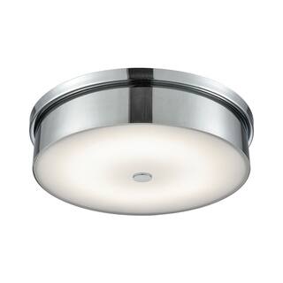 Alico Towne Large Round LED Flush Mount in Chrome and Opal Glass
