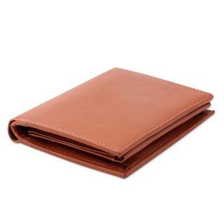 Handcrafted Men's Leather 'Elegant Tan' Wallet (India)