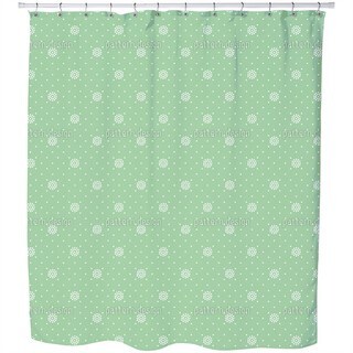Flowers On Green Shower Curtain